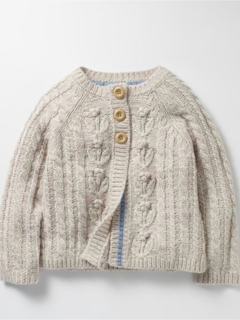Mini Boden Neutral Cream Cable Knit Cardigan 9-10